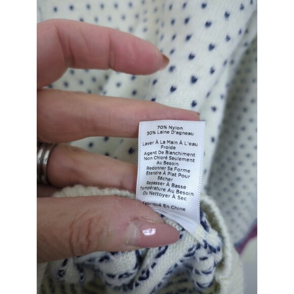 Talbot's Women's Cream Fair Isle Button Cardigan Grandmacore Nylon & Wool SZ L - Picture 9 of 13